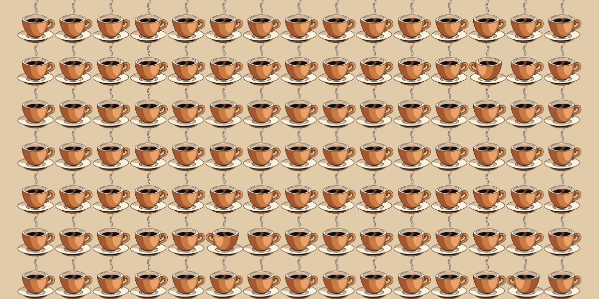 Prove your eagle eye! Can you spot the 3 odd cups in this thrilling visual brain teaser in less than 20 seconds?